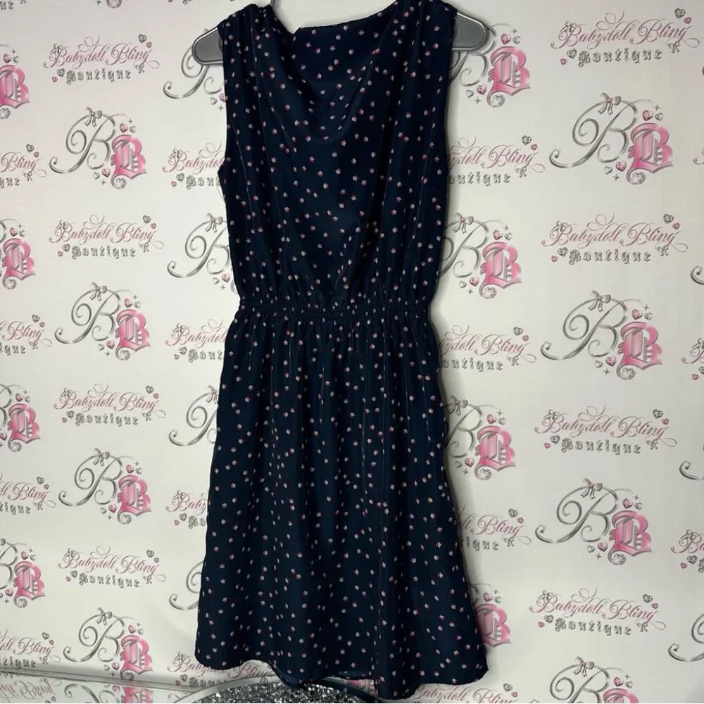 Catherine malandrino dress dotted nautical navy blue red white polka dot cinch - Picture 2 of 6
